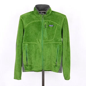 Patagonia Full Zip Polartec R2 Fleece Grinch Green & Gray Men's Small 25136FA11